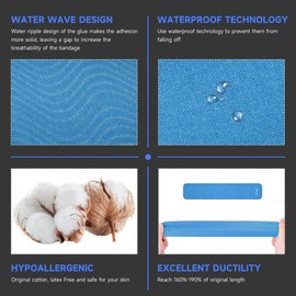 CKeep CKeep Uncut Kinesiology Tape(2 Rolls), Original Cotton Elastic Premium Athletic Tape,Latex Free Hypoallergenic, 2inch x 16ft, Light Blue