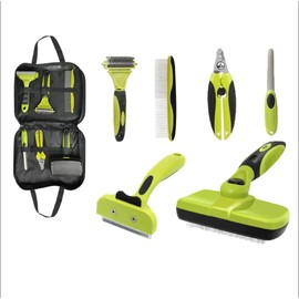 6-in-1 Pet Grooming Brush Set – Self-Cleaning Slicker Brush for Dogs & Cats, Deshedding & Dematting Tool for Long & Short Hair, Removes Loose Fur & Tangles with One Button