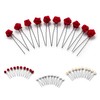 10 x Roses on Hair Pins for Flat Hair Sections