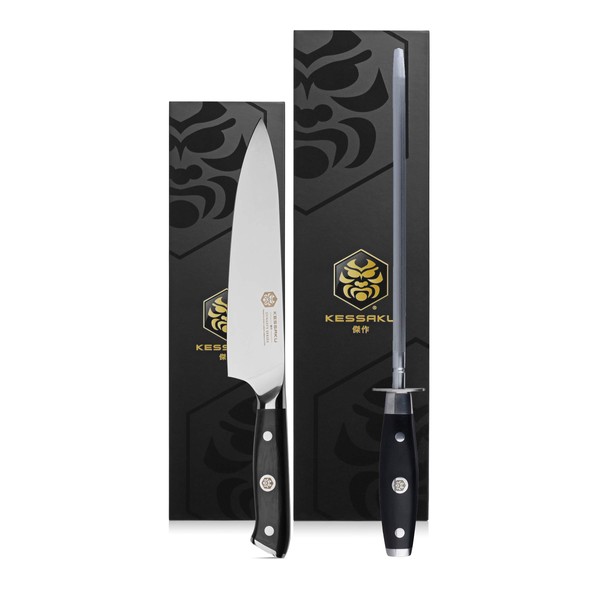 Kessaku 8-Inch Chef Knife & 10-Inch Sharpening Honing Rod Set