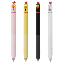MOZXIRZ 4 Pcs Cute Gel Pens Cartoon Chick Retractable Pens 0.5mm Black Ink Writing Pen Kawaii Funny Chicken Pen for Girls Boys Women Men Office School Supplies (4Pcs Chick)