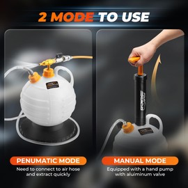 FOUR UNCLES 6L Pneumatic/Manual Oil Extractor Pump - Fluid Extractor with 59" Main Hose, Three 41" Extension Tubes for Automotive Oil Change, a Brake Bleeding Hose for Brake Fluid Change