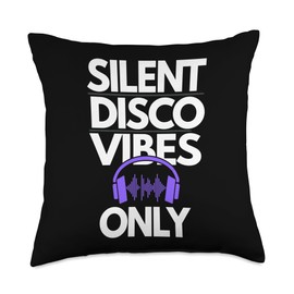 Silent Disco Party Wireless Headphones Dance Vibes Tee Throw Pillow
