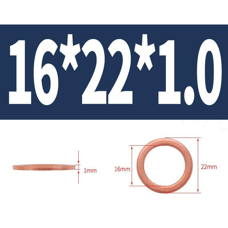 10pcs Copper Crush Washers Car Flat Sealing Plate Gaskets Rings