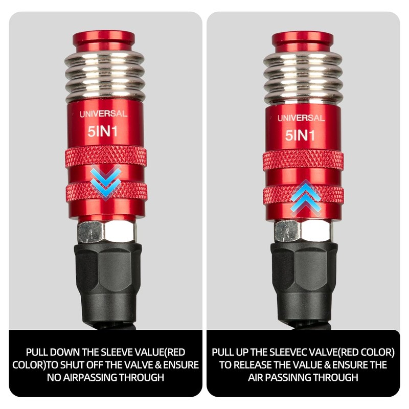 5 In 1 Universal Quick Industrial Connect Coupler Air Hose