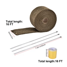 EVIL ENERGY Titanium Exhaust Header Wrap Roll 2" x 16' with Gold Heat Tape 2" x 16'