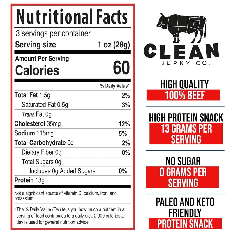 Clean Jerky Co. Old Fashioned Dry Zero Sugar Beef Jerky