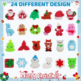 24PCS Christmas Fidget Advent Calendar 2024 Decorations Squishies Toys Countdown Mystery Box Tiny Mochi Squishy Fidget Toys Set for Girls Boys Kids