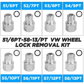 BELEY 23pcs Wheel Lock Lug Nut Remover Kit, Automotive Wheel Anti-Theft Screw Removal Key Socket Set with Adapter Compatible with VW (23pcs for VW)