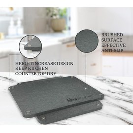 KOANEssentials Eco-Friendly Diatomaceous Earth Stone Drying Mats for Kitchen Counter, Eco-Friendly Diatomaceous Earth Mats, (16x12 Inch,Grey) 2 Pack