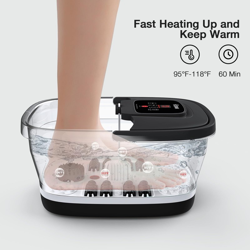 HOSPAN Collapsible Foot Spa with Heat, Bubble, Red Light, and