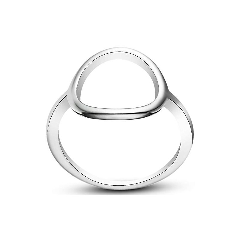 WFF Stainless Steel Open Circle Karma Statement Promise Ring (Silver,