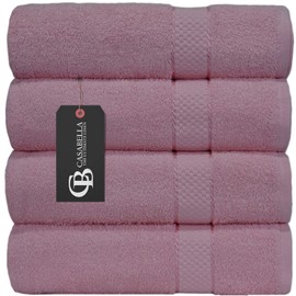 Casabella Pack of 2 Large Jumbo Bath Sheets 100% Egyptian Combed Cotton Big Beautiful Towels (2 Bath Sheet, Pink)