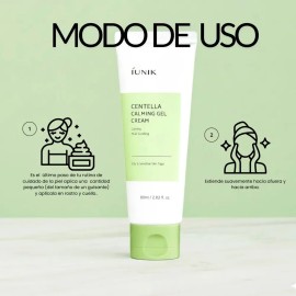 IUNIK Centella Calming Gel Cream 60ml, crema coreana ligera para acné, piel grasa mixta sensible, rojeces, poros, brotes, calma inmediata, hidratación