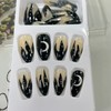 24 Pcs Press On Nails medium, Full Cover Black With