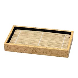 J-kitchens 7.7 Oblong Square Soba Soba Soba (With Bottom Plate), Sesame Bamboo, Break-Resistant, Resin, 9.1 x 5.2 x 1.3 inches (23.1 x 13.2 x 3.2 cm), Made in Japan
