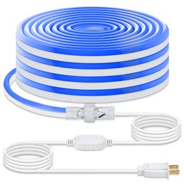 BRILLIHOOD Blue Neon Rope Lights, Flexible 120V LED Light Strip, SMD2835 120LEDs/M Outdoor Waterproof Plug & Play Neon Lighting with 2M UL Plug for Home Building Commercial Decor, 10M/32.8Ft