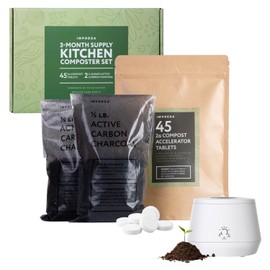 Impresa Kitchen Composter Set for Lomi Kitchen Composter - Impresa Two 0.5lb Bags for Lomi Charcoal Refills + 45 Compost Accelerator Tablets