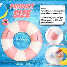 2 PCS 33 inch Inflatable Pool Floats for Swimming Pool Party Lake Beach Adults - Floaties Pool Tubes Swim Rings Tubes Floaties for Beach Pool Party Decorations (Blue and Pink, 100)