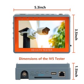 CCTV Test Monitor IV5 Portable Tool 5 inch LCD Screen 8MP HD AHD Tester Monitor TVI CVI CVBS Support UTP PTZ Audio Test CCTV Tester