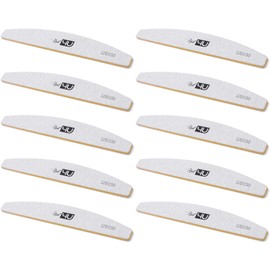 Set of 10 pcs Professional Nail Files Half Moon Double Sided Emery Board Nail4U 120/150 grit Nail File Zebra Manicure Pedicure