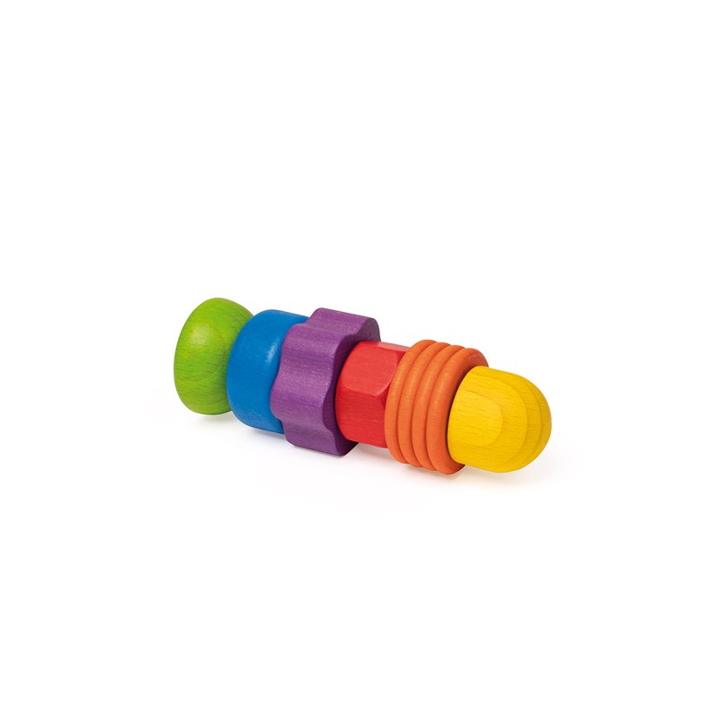 Erzi 42527 Wooden Screw Game Rainbow Learning Material Naming Shapes