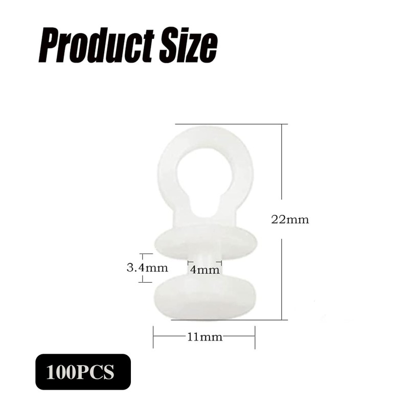 QZVCGSTA 100 Pcs Curtain Hooks Gliders Rollers White Curtain Hooks