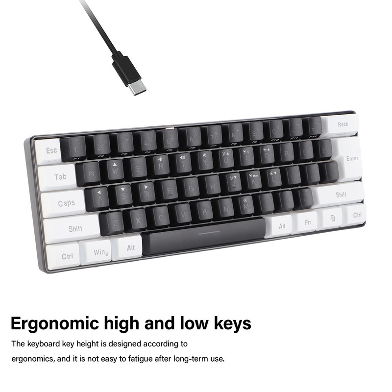 G61 Mini RGB Keyboard LED Backlight 61 Keys Ergonomic Mechanical