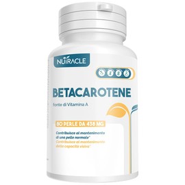 Nutracle Betacarotene perle da 438 mg | Integratore per Abbronzatura Forte | Sostegno per la Vista Alta Concentrazione di Pro Vitamina A (80 perle (1 Confezione))
