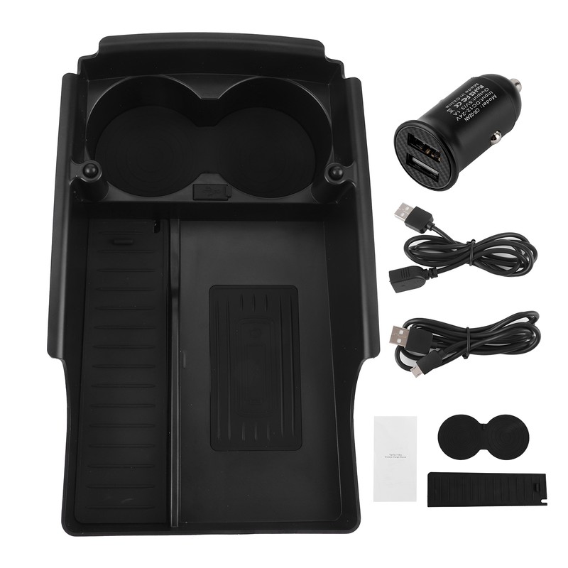 Wireless Phone Charging Pad Organizer Box with Water Cup Holder