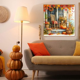 Fotasmua Autumn Chair Diamond Art Painting Kits for Adults, Fall Couryard Diamond Painting Kits for Beginners, 5D Full Drill Diamond Dots, Gem Art Kit for Adults Wall Decor 14x14 Inch