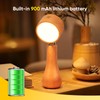 2 Pack LED Wooden Mushroom Lamp, Rechargeable Battery Operated Portable