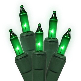 Holiday Pride 100 Ultra-Brite Green Lights with Green Wire - Indoor/Outdoor Use - UL Listed