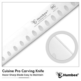 Humbee Chef Carving Knife 10-Inch with Granton Edge for Turkey Ham Meat Slicing and cutting NSF Certified DT-21 Series, Black