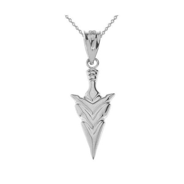 Spear Point Arrowhead Fine Pendant Necklace with 16" Rolo Chain
