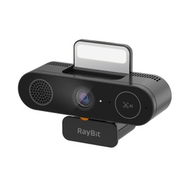 RayBit 5-in-1 Design 4K Webcam with Speaker and Microphone, Built-in Light, Privacy Cover, AI Auto-Framing Cam, Computer USB C Web Camera for PC, Desktop, Laptop, Mac, Streaming, Video Conference