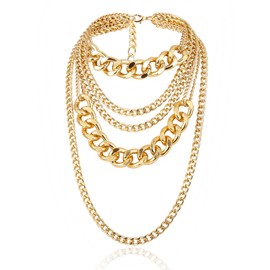 Stocking Stuffers Gifts for Women Chunky Necklaces for Women Chunky Gold Necklace Cuban Link Chain Necklace Statement Necklace Cuff Choker Necklace Gold Jewelry