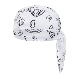 NICEYEA Headscarf Cap Bandana Cap Pirate Hats Running Hats Sweat-Absorbing Breathable Sports Headwear Hub Caps Moisture Wicking Summer Hat, White-a