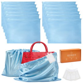 GDBEH - Paquete de 12 bolsas de polvo para bolsos, bolsa de almacenamiento de viaje, bolsa de tela de seda con cordón, bolsa de almacenamiento grande para bolso de mano, zapatos, botas, D-Baby blue,