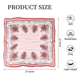 RtPcor Silky Head Scarf for Women Premium Satin Neck Scarf Royal Pink Purse Scarf