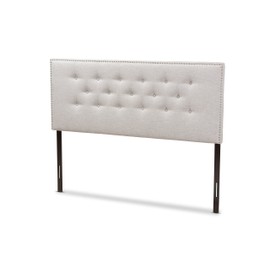 Baxton Studio Windsor Modern and Contemporary Greyish Beige Fabric Upholstered Queen Size Headboard