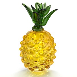Cverny Crystal Pineapple Statue Ornament, Hand Blown Glass Artificial Fruit Pineapple Decoration, Collectible Figurines Glass Fruit Art Tabletop Centerpiece Ornament for Home Office Desktop Decor
