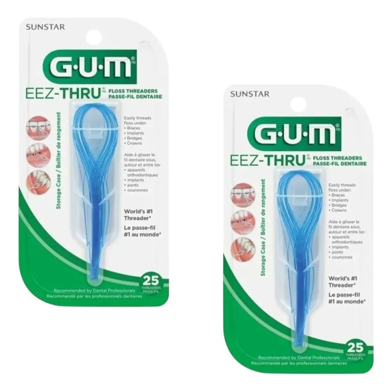 50 Enhebradores De Hilo Dental Gum® Eez-thru® 2 Paquetes