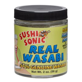Sushi Sonic 51% Real Wasabi Powder, for Sushi, Sashimi, Snack Topping, No Dyes or Fillers, 2 oz jar