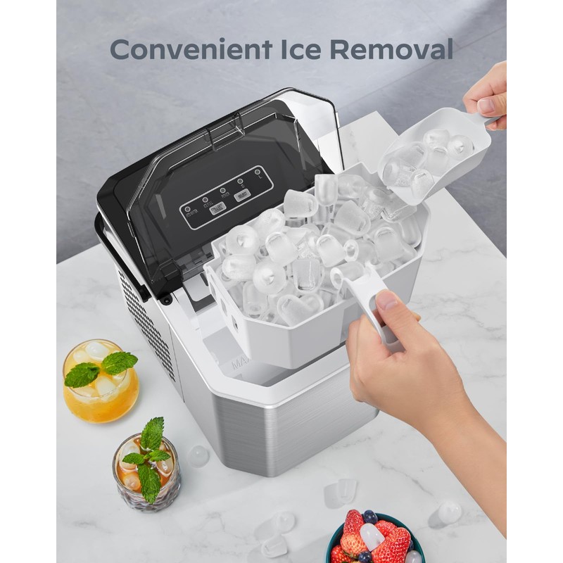 Silonn Ice Maker Countertop, Stainless Steel Portable Ice Machine with