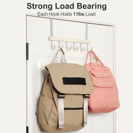 TOPIA HANGER Over The Door Hooks for Hanging, Towel Hooks Towel Racks for Bathroom, Coat Hooks Coat Rack Over The Door Organizer Hanging, Wooden Door Hangers for Coat Towel Hat Purse CT72W - 2 Pack