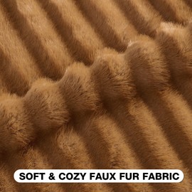 FUTEI Camel Decorative Throw Pillow Covers 18x18 Inch Set of 2,Soft Fluffy Faux Mink Fur Dyeing Striped Textured Cushion Case,Modern Home Decor for Couch Bed Living Room