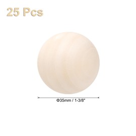 uxcell 25 Pcs Wooden Round Balls 1-3/8" (35mm) Unfinished Wooden Balls, Natural Wood Spheres for Crafts, Arts and DIY Project