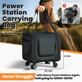 Santiano Power Station Bag,Easy to Carry,360° Removeable Wheels,Sailing Class -900D Waterproof Oxford Cloth,15*12*13in,Protect to 1200w-1800w Power Station,Outdoor Work, Travel, Fishing, RV, Camping