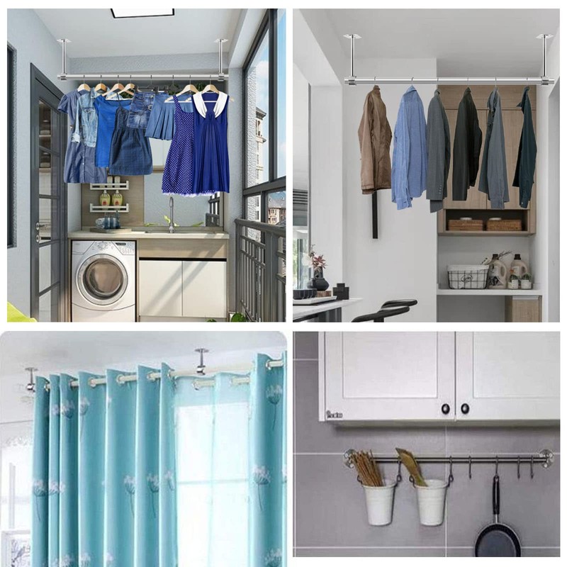 TA-VIGOR Ceiling-Mount Bracket 25mm Dia, Wardrobe Pipe Bracket Shower Curtain